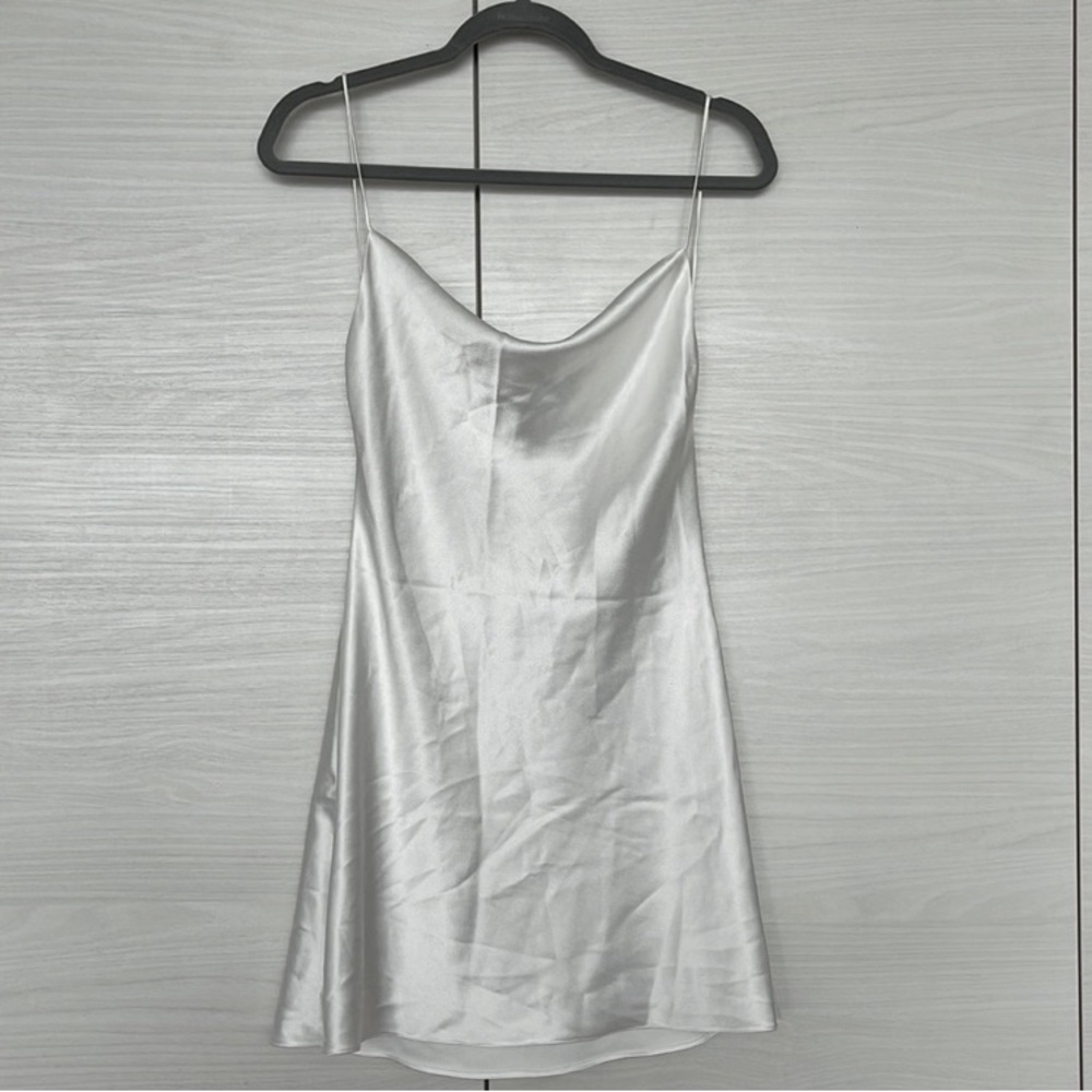 Satin mini dress -White